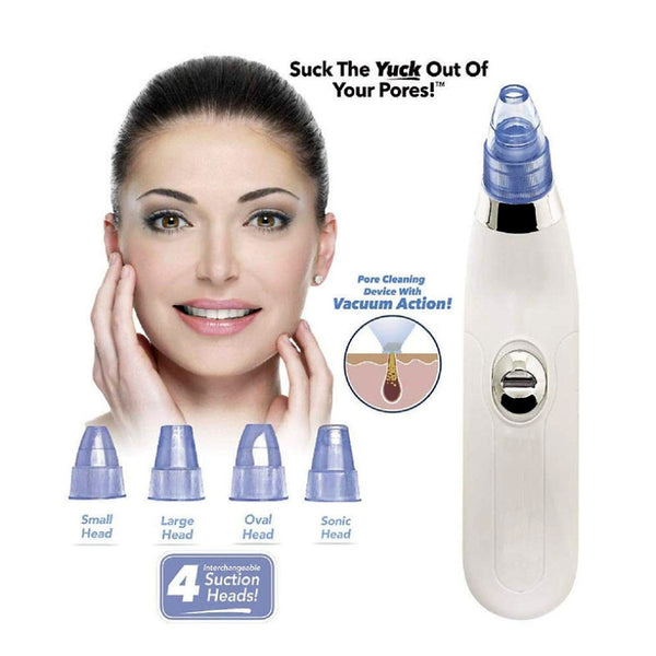 Derma Suction Vacuum Pore Cleaning Device With 4 Interchangeable Suction Heads